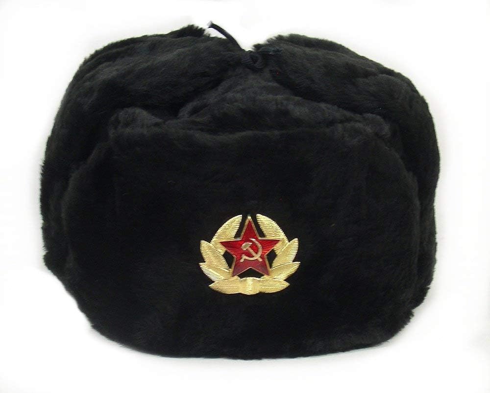 Winter Trapper Hat - قبعة روسية، شارة عسكرية للجيش السوفيتي،