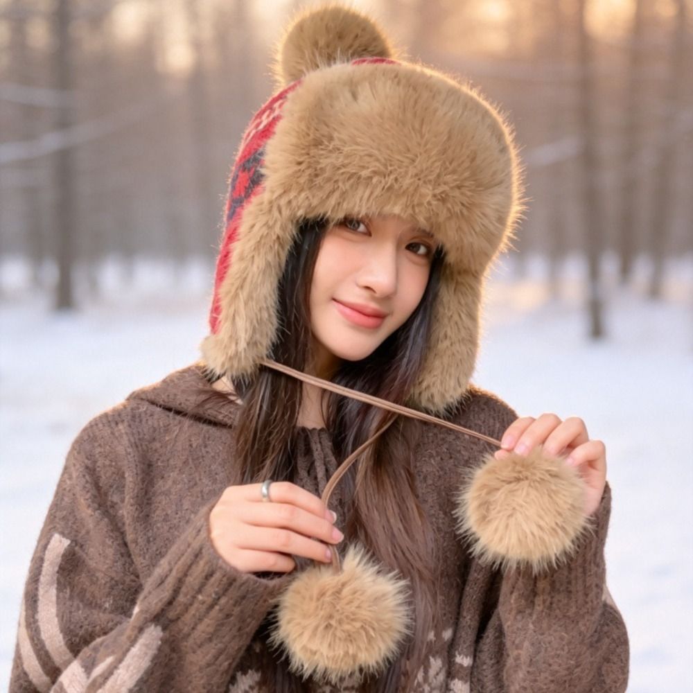 Winter Trapper Hat - قبعة أنيقة من البوليستر المحبوك مع