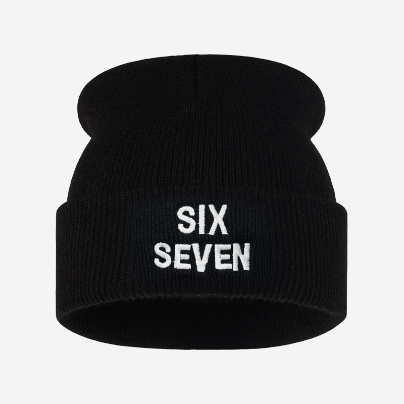 قبعة محبوكة مطرزة بحروف SIX SE - مراجعة Beanie Cuffed Knit وسعره